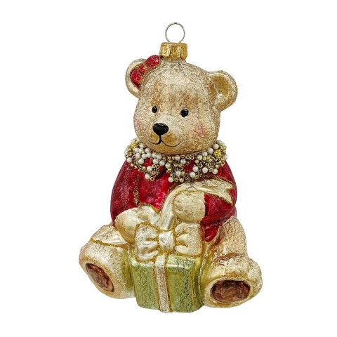 PENDAGLIO VETRO HUG ORSO CON REGALO H.13,5